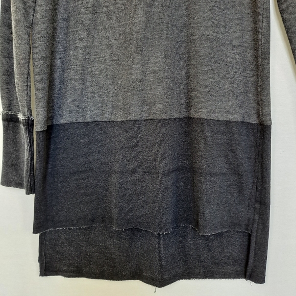 Lucky Brand Charcoal Gray Raw Rolled Edge Cowl Neck Tunic Sweatshirt szM - Picture 8 of 8